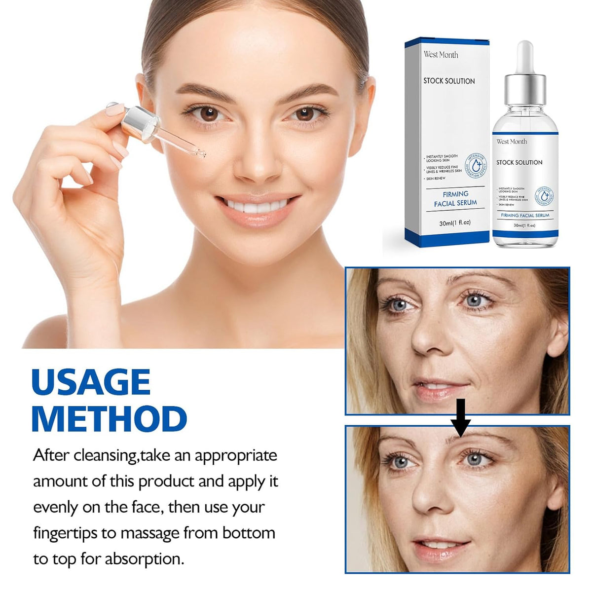 Firming Facial Serum - Deep Wrinkle Repair and Skin-Smoothing Stock Solution for All Skin Types