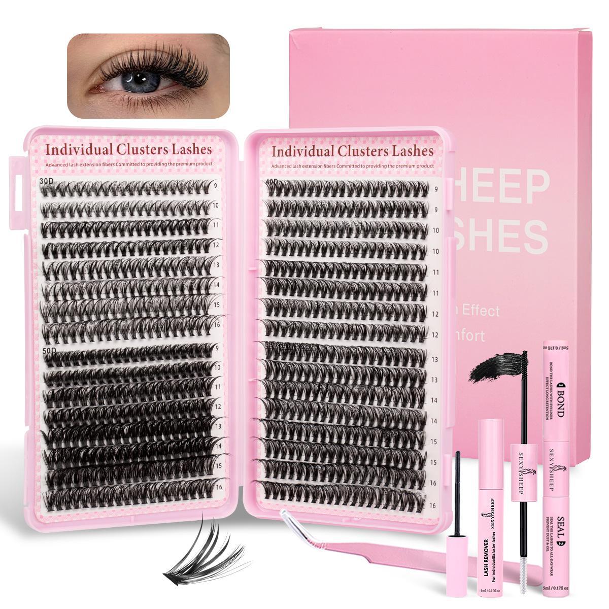 Mixed-Style Lash Clusters Kit, DIY Individual Eyelash Extensions, D-Curl Volume False Eyelashes