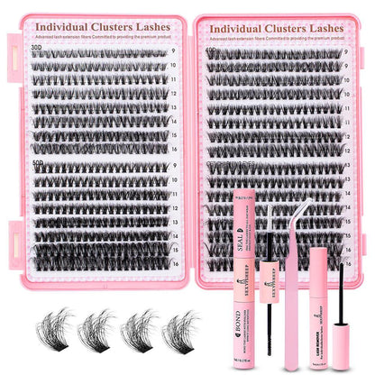 Mixed-Style Lash Clusters Kit, DIY Individual Eyelash Extensions, D-Curl Volume False Eyelashes