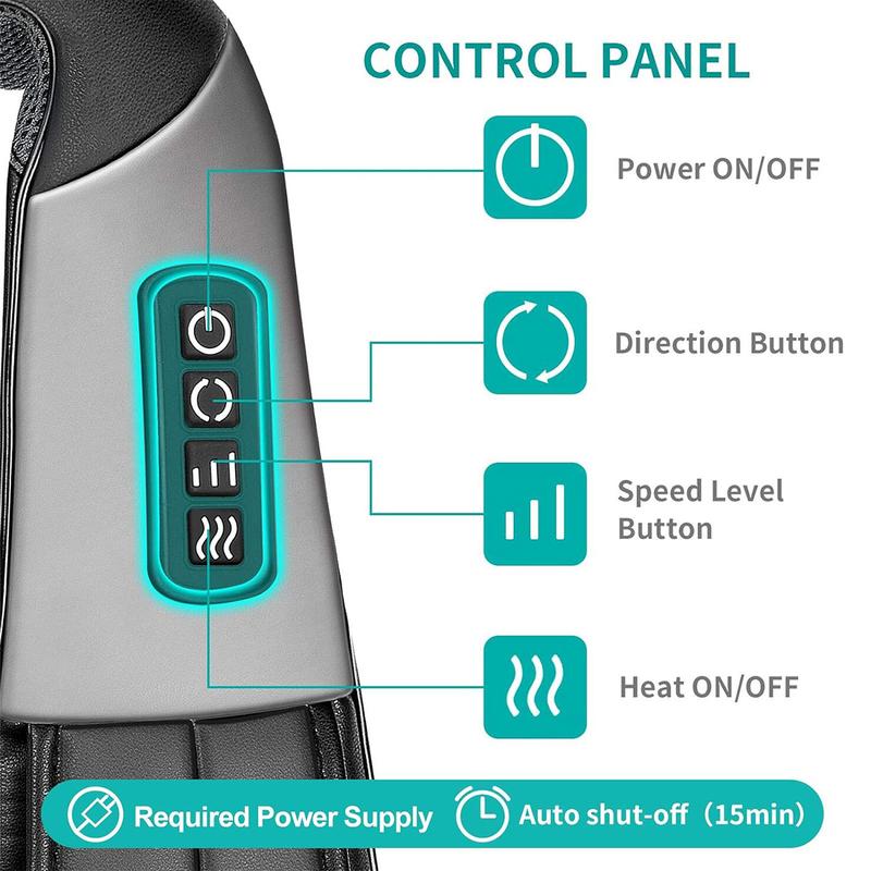 Shiatsu Neck and Back Massager with Soothing Heat and 8 Deep-Kneading Nodes
