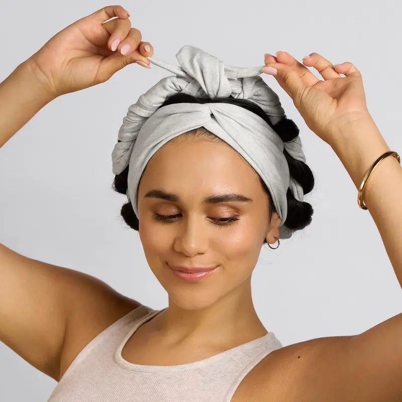 Heatless Hair Curler Headband for Soft Waves and Curls, Light Gray Styling Tool