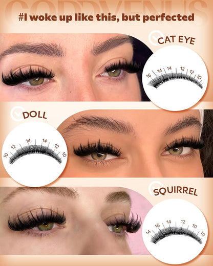 Manga Lash Clusters With Spikes Wispy Eyelash Extensions Fluffy Anime Individual Lashes (D Curve 12-18mm 204pcs)