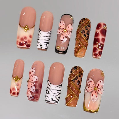 Autumn Spice Collection - 100% Handcrafted 3D Press-On Nails, Reusable Salon-Quality Gel Luxury