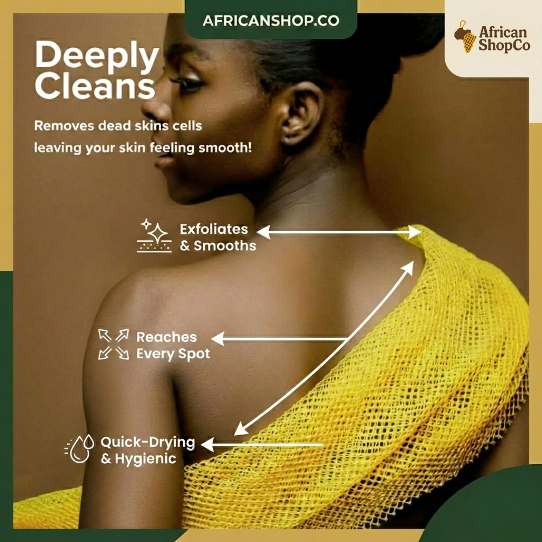 100% Authentic African Exfoliating Net Sponge for Smooth and Glowing Skin