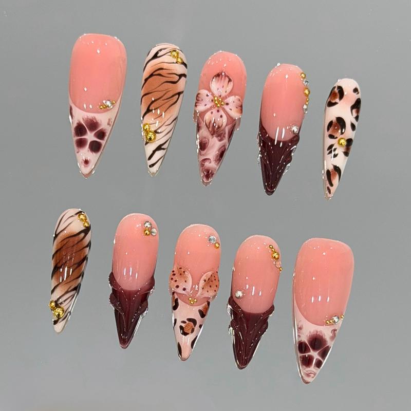 Autumn Spice Collection - 100% Handcrafted 3D Press-On Nails, Reusable Salon-Quality Gel Luxury