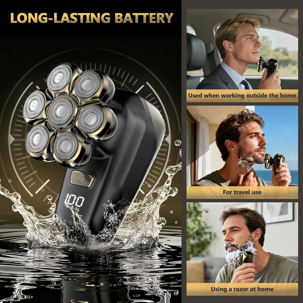 7D Magnetic Electric Shaver for Men & Women, Waterproof Bald Head Trimmer Kit