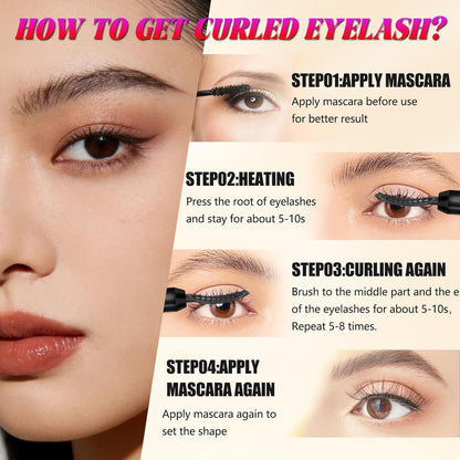 Heated Eyelash Curler with Battery Indicator, 3 Temperature Modes LED Display USB Rechargeable Makeup Tool