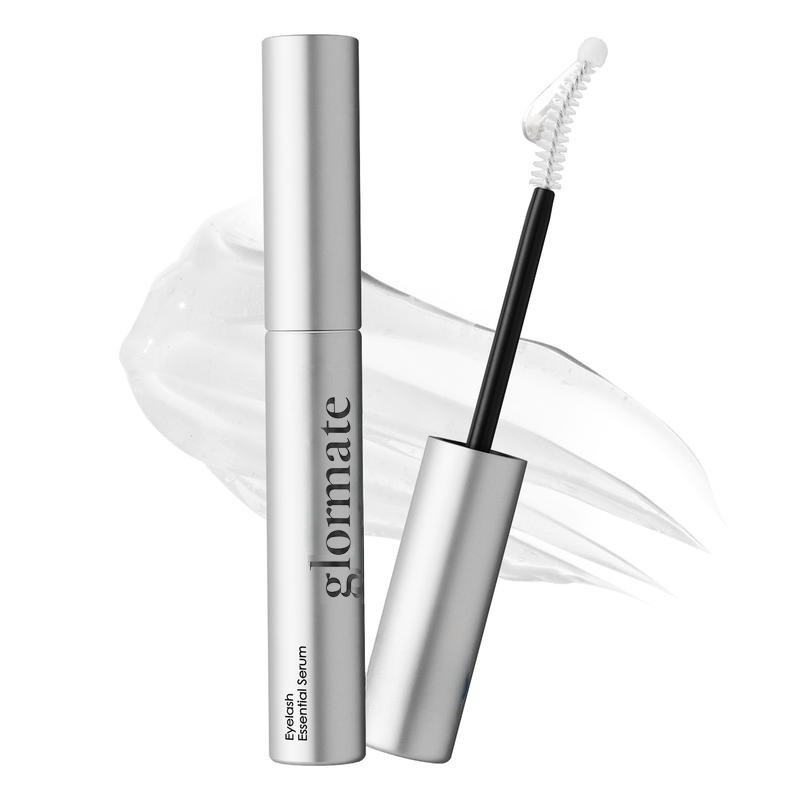 Glormate Eyelash Serum silver tube and curved applicator