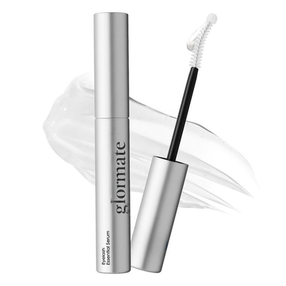Glormate Eyelash Serum silver tube and curved applicator
