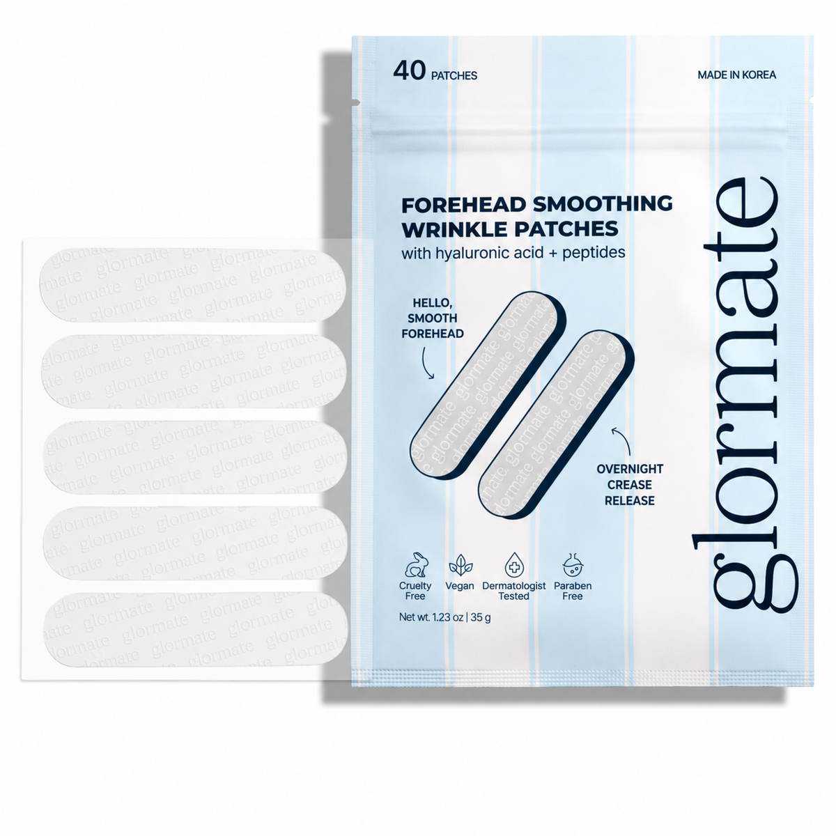 Glormate Forehead Smoothing Wrinkle Patches 40-patch pouch and patches