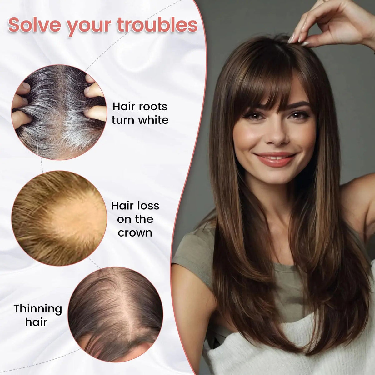 Glormate human hair topper with bangs — gallery image 6 of 34