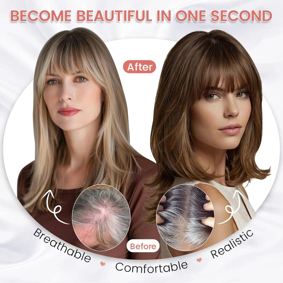Glormate human hair topper with bangs — gallery image 7 of 34