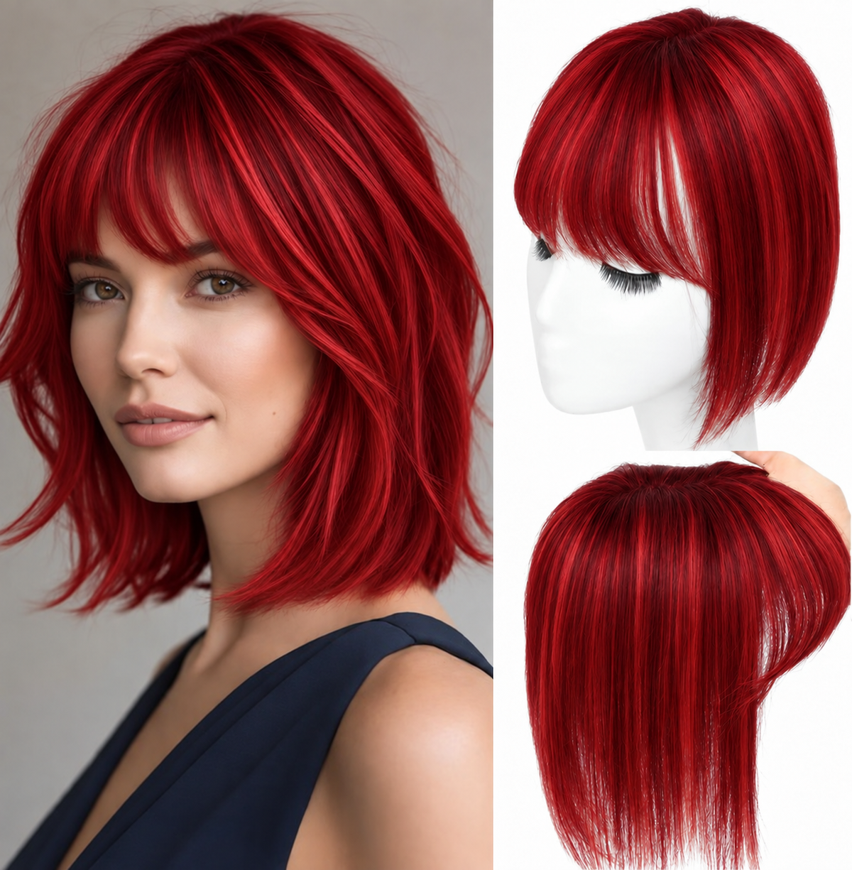 Glormate human hair topper with bangs — gallery image 16 of 34