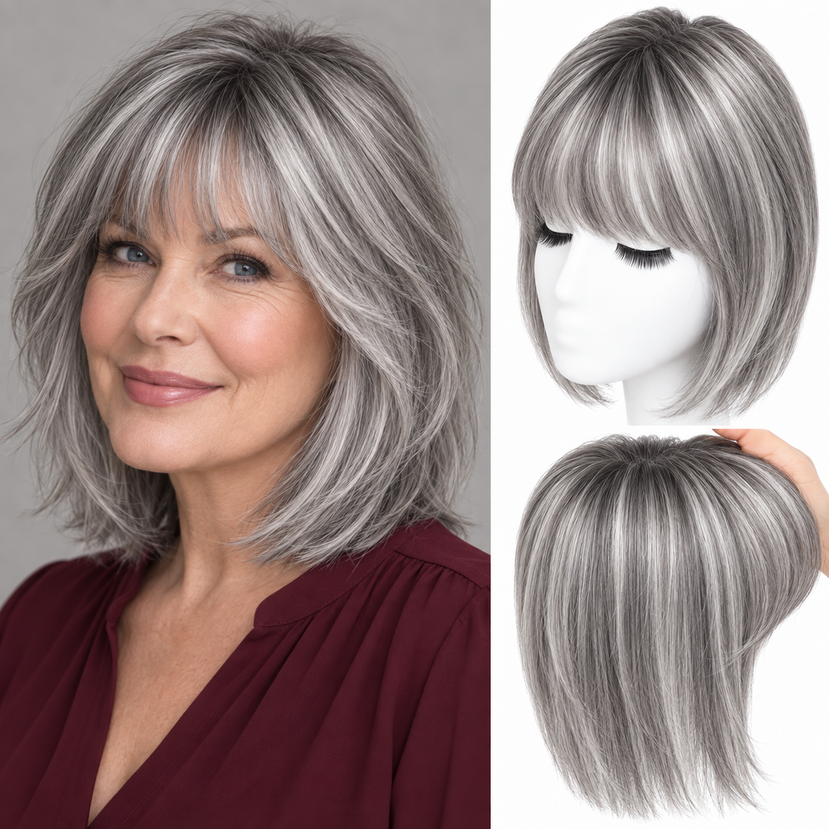 Glormate human hair topper with bangs — gallery image 20 of 34