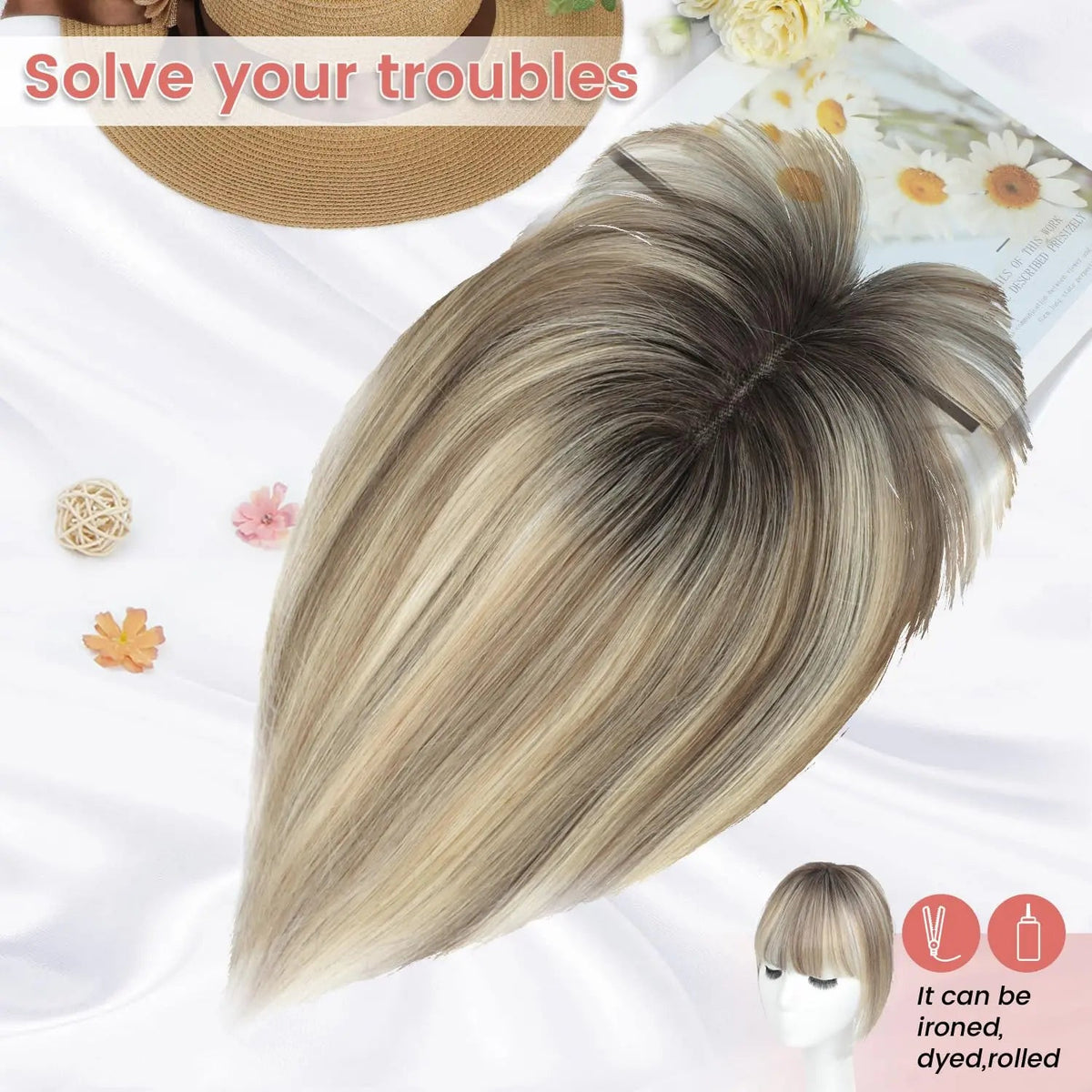 Glormate human hair topper with bangs — gallery image 24 of 34