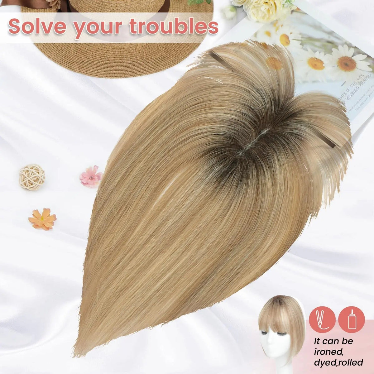 Glormate human hair topper with bangs — gallery image 25 of 34