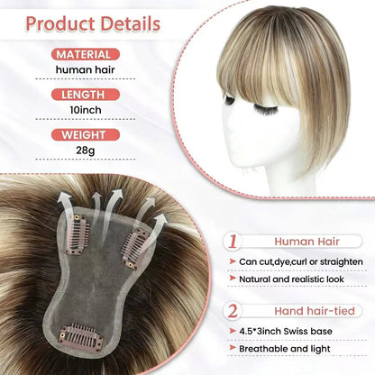 Glormate human hair topper with bangs — gallery image 26 of 34