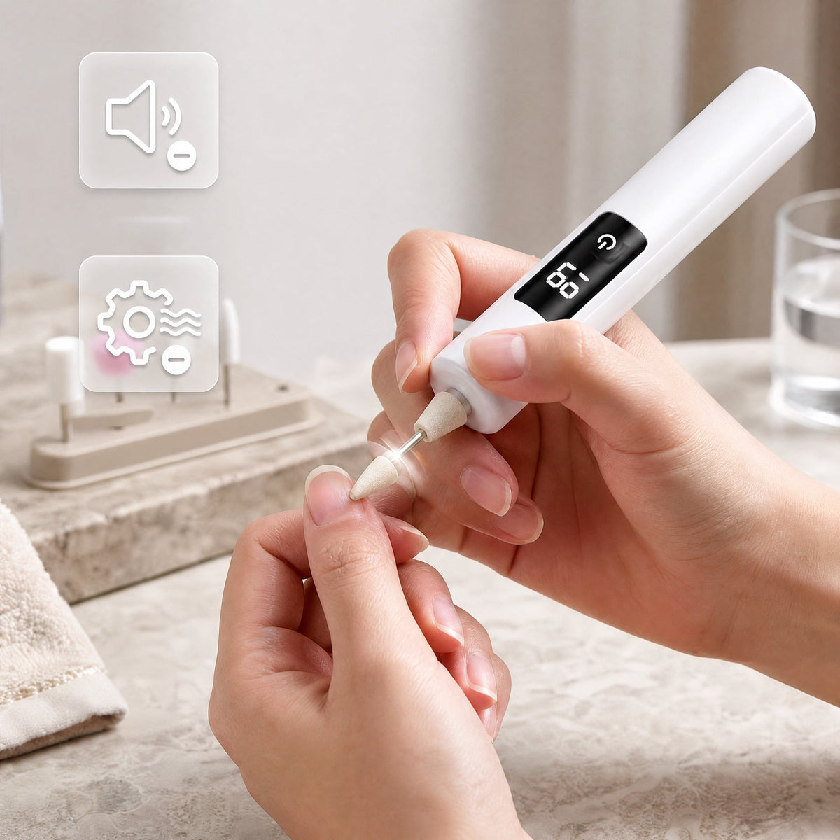 Glormate LED nail grinder in use