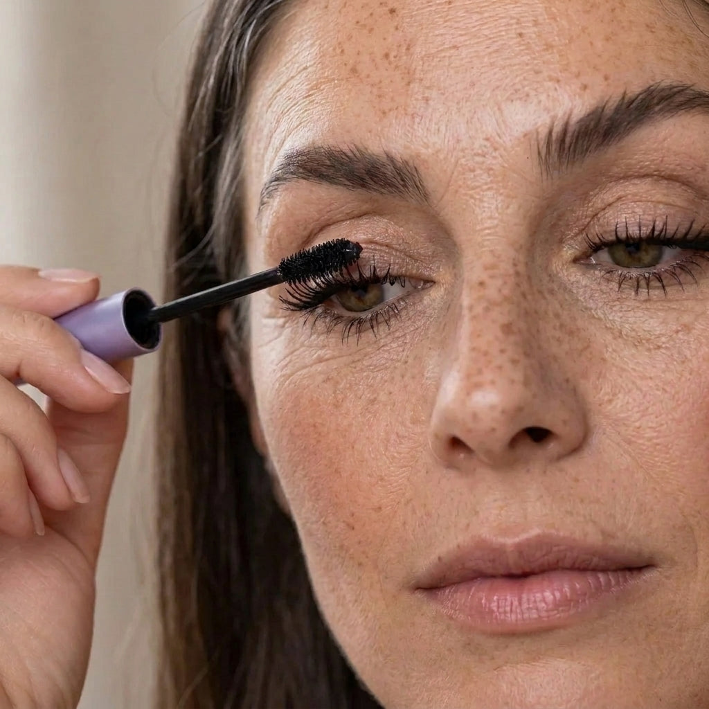 Mascara application close-up