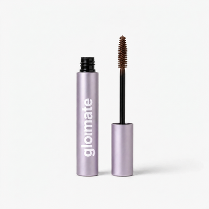 Glormate Balm Brown mascara tube and brush