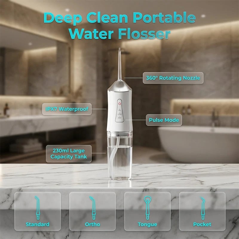 Glormate portable water flosser features
