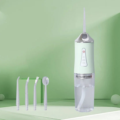 Green flosser with 4 nozzles