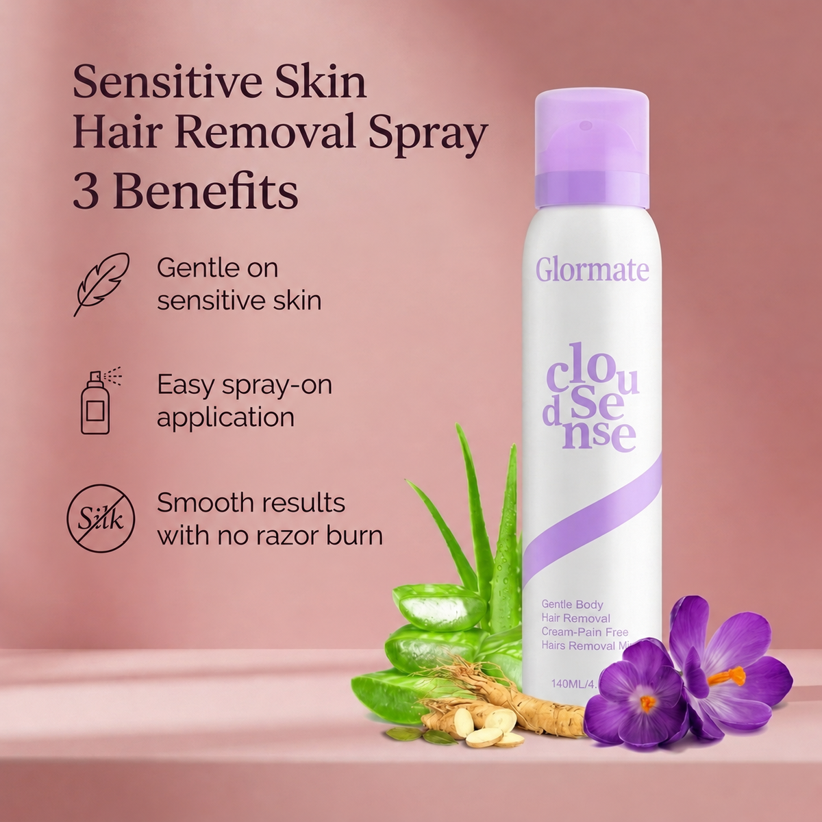 Glormate Hair Removal Spray bottle