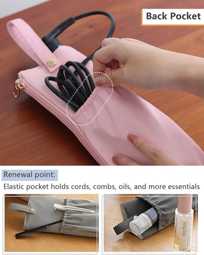 2-in-1 Heat Resistant Mat & Holder for Curling Irons and Flat Irons - Pink Travel Bag