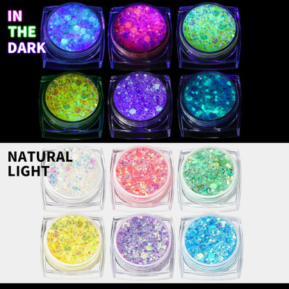 6 Colors Glow in The Dark Glitter Gel for Face, Body, and Hair - UV Black Light Party Makeup