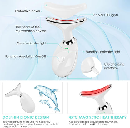 Facial Massager for Face and Neck, 7 Color Light Therapy Sculpting Wand Tool for Women