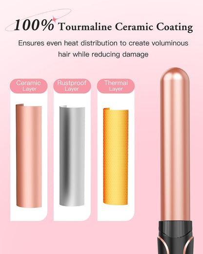 5 in 1 Curling Wand Set with 3 Barrel Hair Crimper, Ceramic Tourmaline Hair Waver for All Hair Types