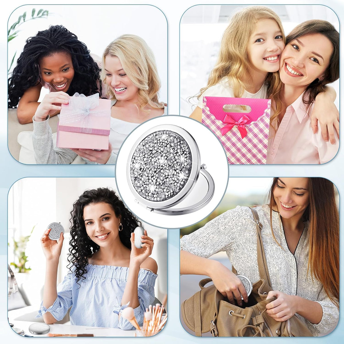 12 Pcs Easter Christian Compact Mirror Gifts for Women, Bible Verse Bulk Hand Makeup Mirrors