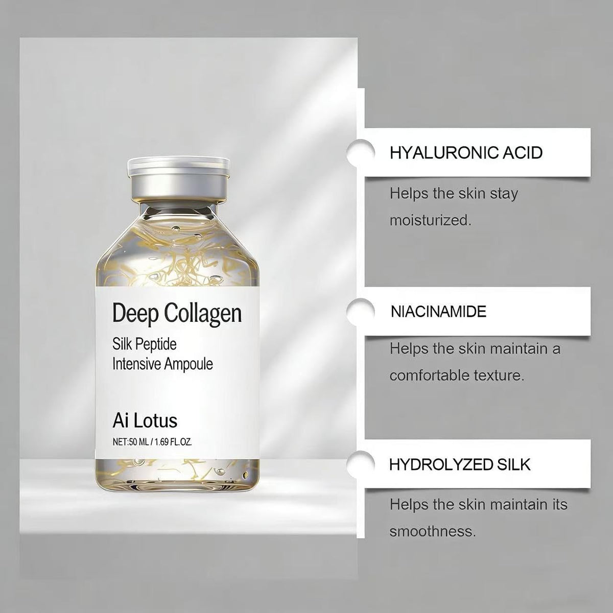 Deep Collagen Silk Peptide Intensive Lifting Ampoule Serum - Korean Anti-Aging Facial Essence