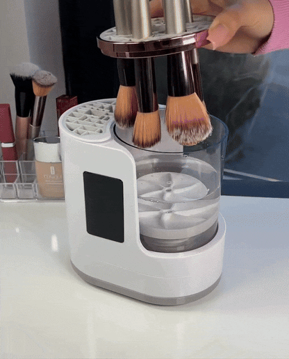 Makeup brush cleaner washing demonstration