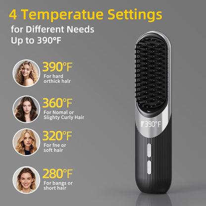 Cordless 2-in-1 AI Smart Hair Styler - Fast 30s Heat USB Rechargeable Portable Travel Comb