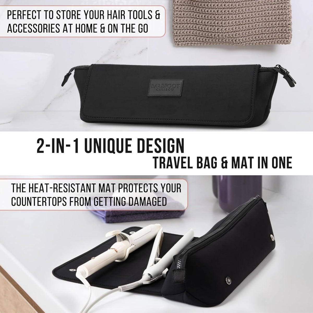 Hair Tools Travel Bag and Heat Resistant Mat (15.5") for Flat Irons, Straighteners, and Curling Irons