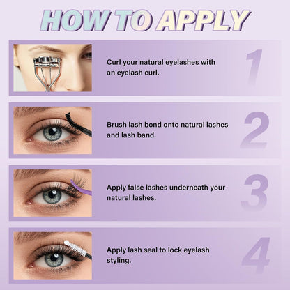 Natural Eyelash Clusters Kit - DIY Lash Extension Kit at Home with C-Curl Wispy Clusters