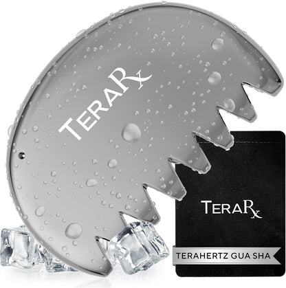 Terahertz Gua Sha & Facial Roller Set - Authentic Stone for Puffiness & Wrinkles