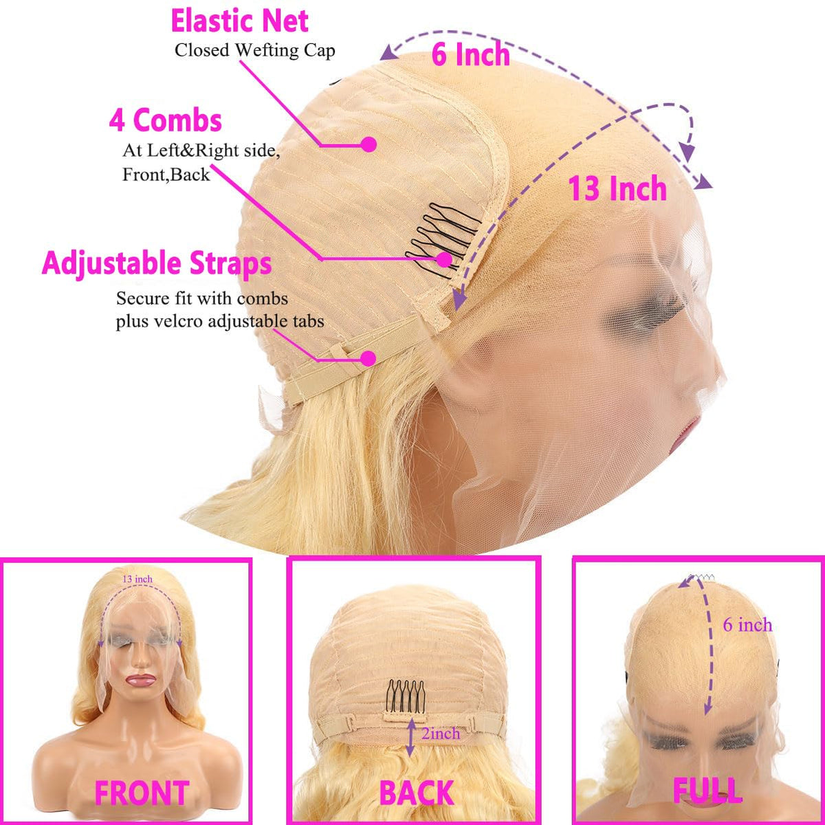 613 Blonde 28-Inch Body Wave Human Hair Wig - 13x6 HD Transparent Lace Front