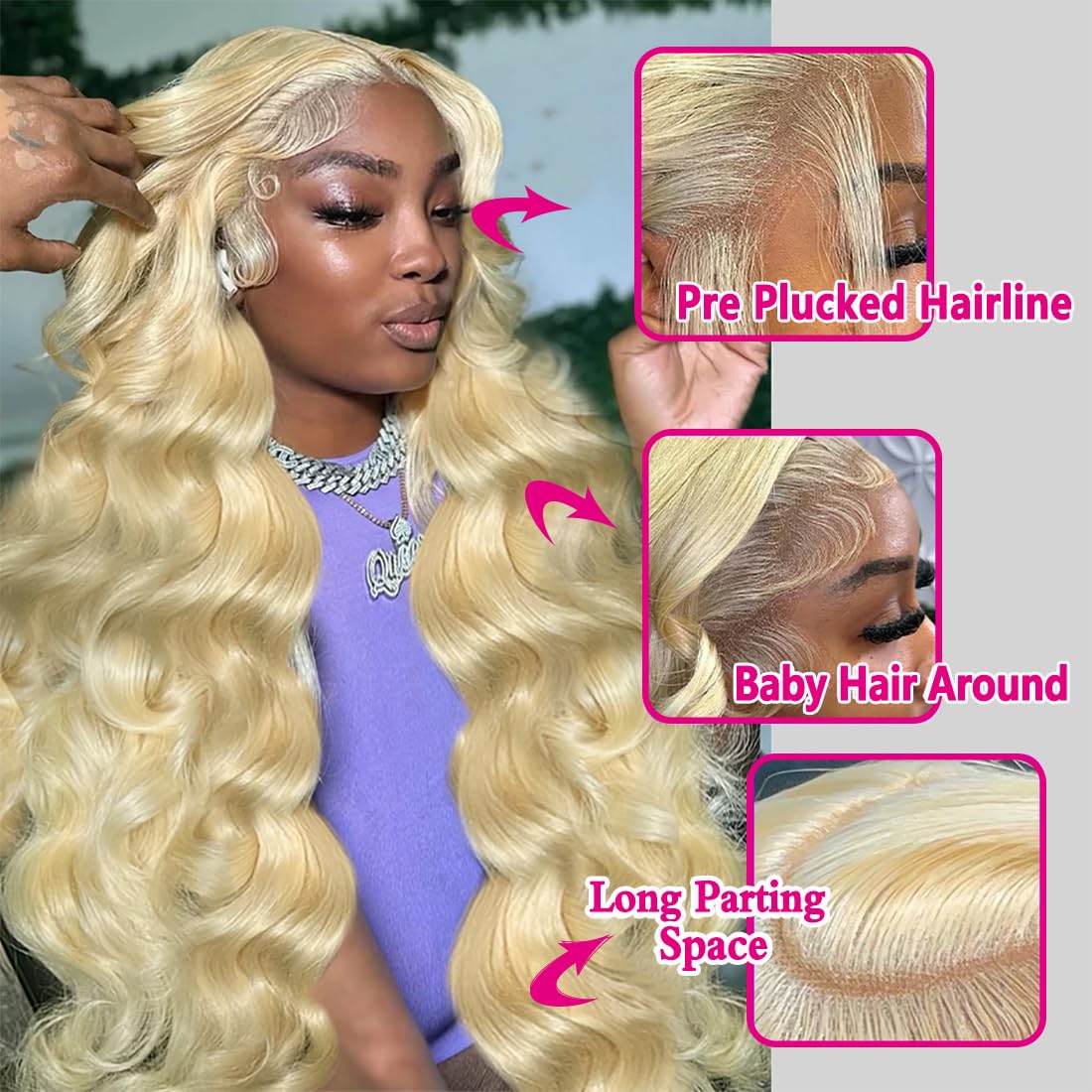 613 Blonde 28-Inch Body Wave Human Hair Wig - 13x6 HD Transparent Lace Front