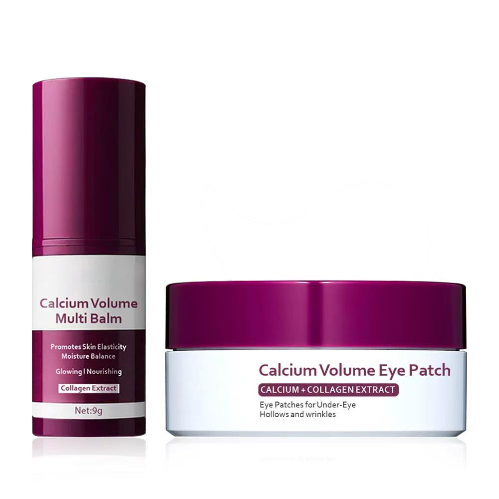 60-Piece Calcium Eye Patch & Multi Balm Set - Anti-Aging Firming Treatment for Eyes, Neck & Face