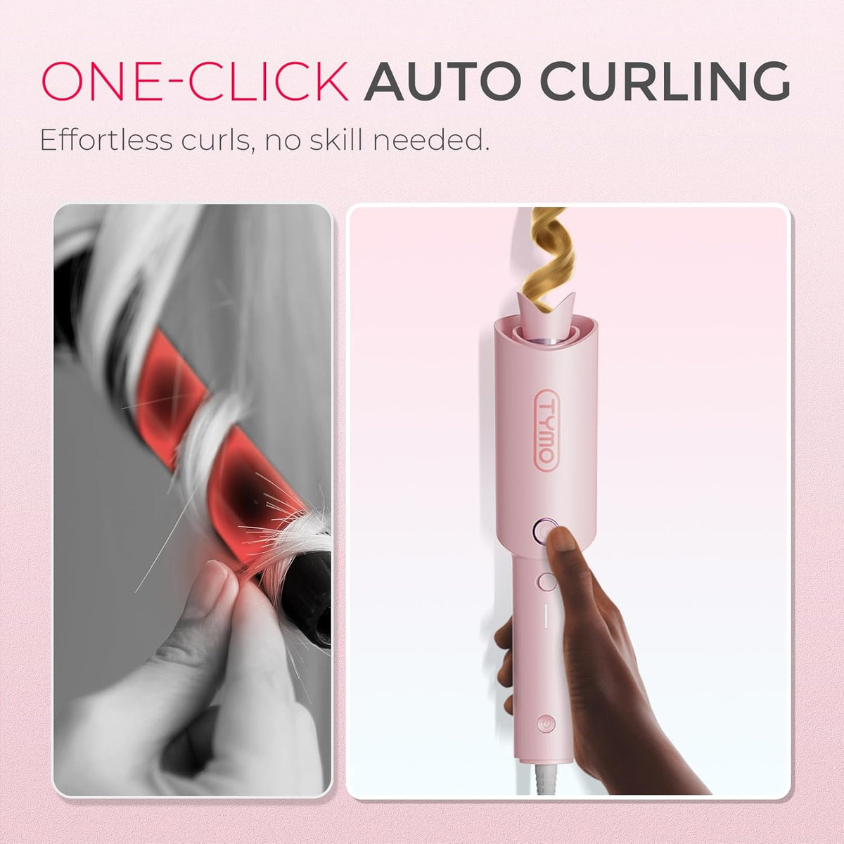 Automatic Rotating Curling Iron - 1 Inch Beach Waves Wand with 500M Ions & Anti-Scald