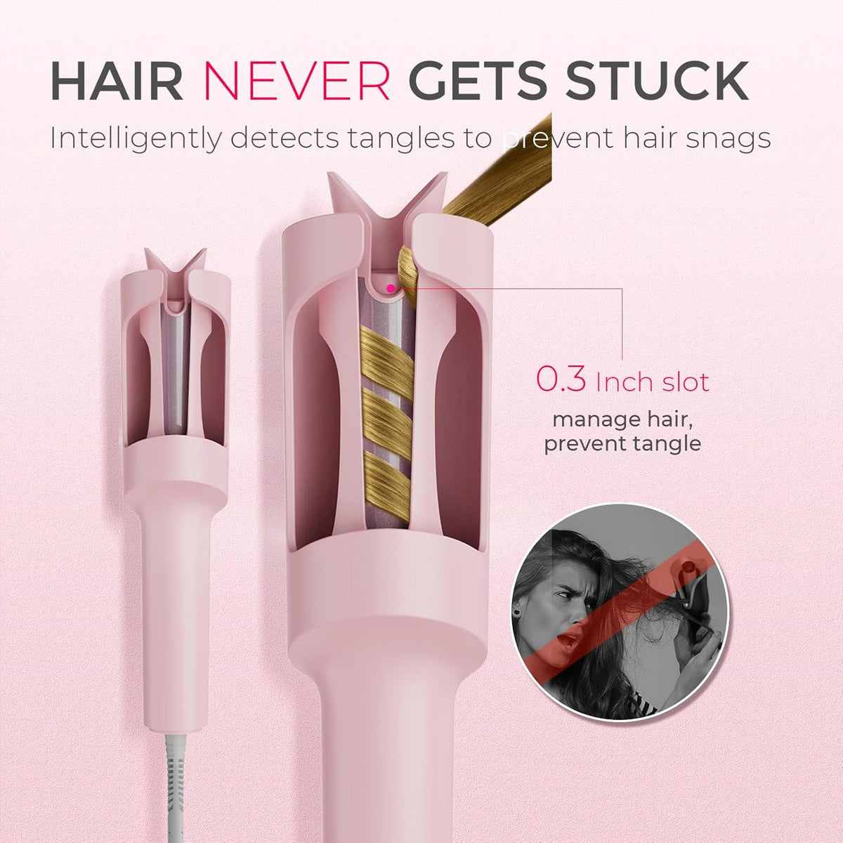 Automatic Rotating Curling Iron - 1 Inch Beach Waves Wand with 500M Ions & Anti-Scald