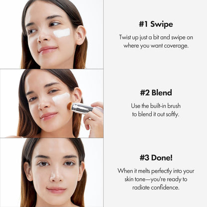 Color-Changing Foundation Stick with Detachable Brush - 50-Hour Hydration Balm-to-Cream Formula