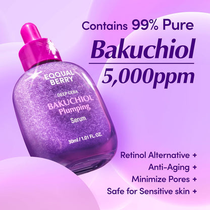 Bakuchiol Plumping Face Serum - Natural Retinol Alternative for Sensitive Skin with Niacinamide