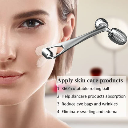 Stainless Steel Gua Sha Facial Tools and Face Roller Set for Skincare and Sculpting