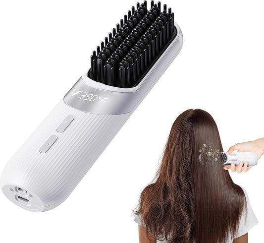 Cordless 2-in-1 AI Smart Hair Styler - Fast 30s Heat, USB Rechargeable Portable Travel Comb