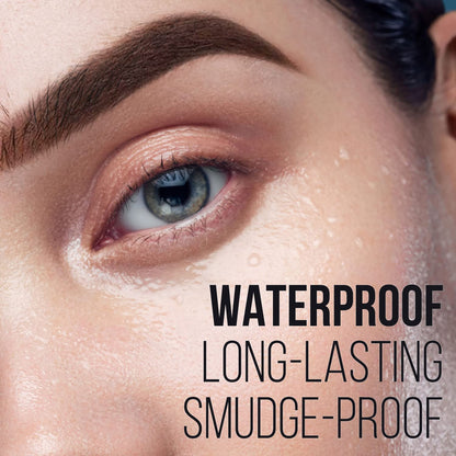 Eyebrow Stamp and Stencil Kit - Perfect Brow Makeup Pomade with 20 Shaping Stencils, Long-Lasting Brown