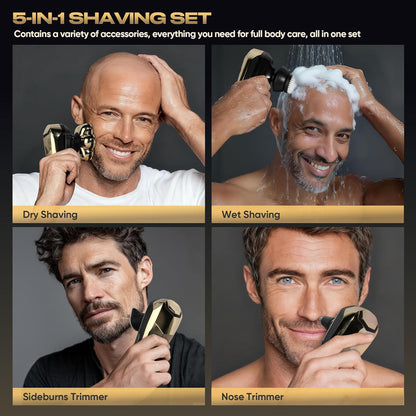 7D Magnetic Electric Shaver for Men & Women, Waterproof Bald Head Trimmer Kit