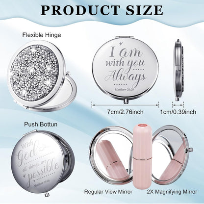 12 Pcs Easter Christian Compact Mirror Gifts for Women, Bible Verse Bulk Hand Makeup Mirrors